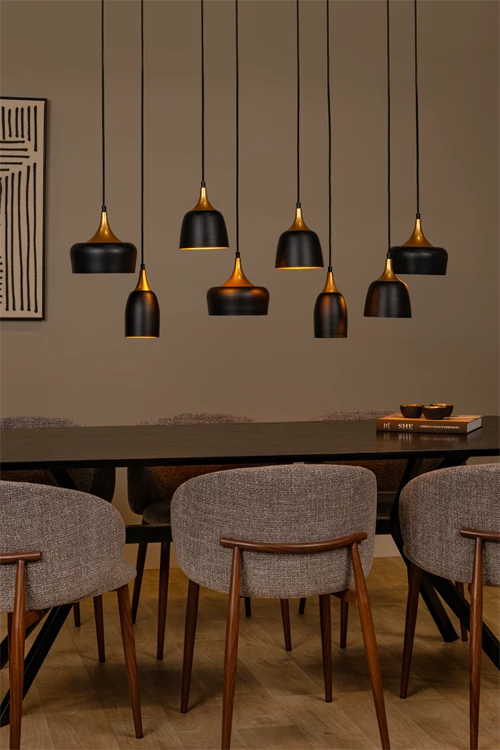 Lucide CHAYANNE - Pendant light - 8xE14 - Black - atmosphere 1